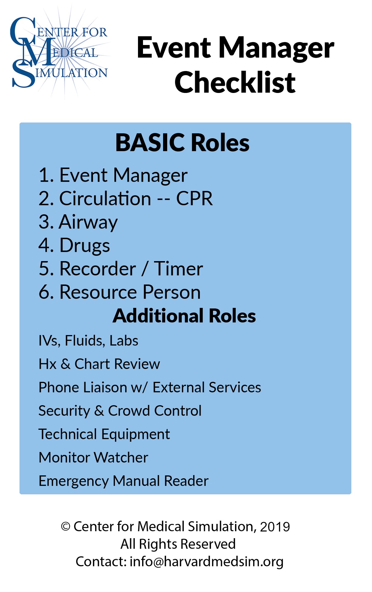 Name/Claim/Aim© Center for Medical Simulation